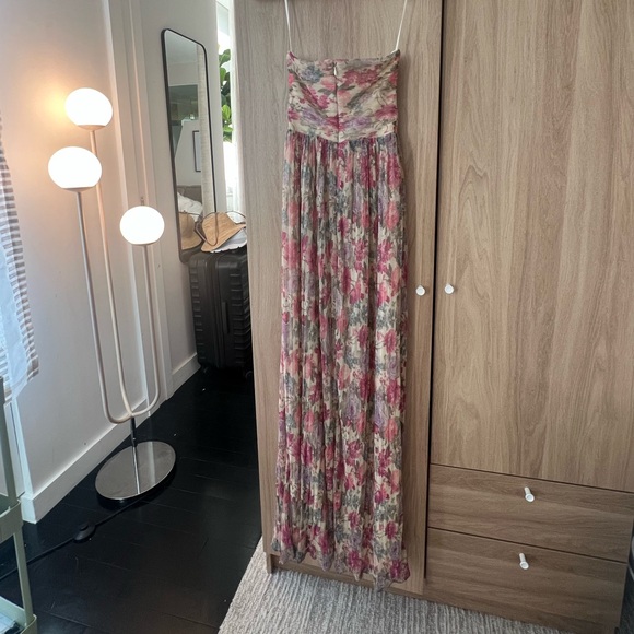 Dress the Population Strapless Floral Dress - Pink and Green - Picture 4 of 5